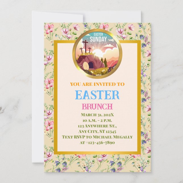 He is Risen and Celebration of Resurrection Sunday Invitation (Front)