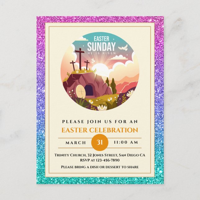He is Risen and Celebration of Resurrection Sunday Postcard (Front)