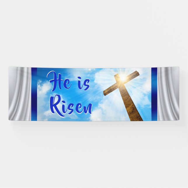 He is Risen Banner, Easter Banners for Church (Horizontal)