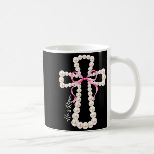 He Is Risen Beads Coquette Bow Easter Jesus Christ Coffee Mug
