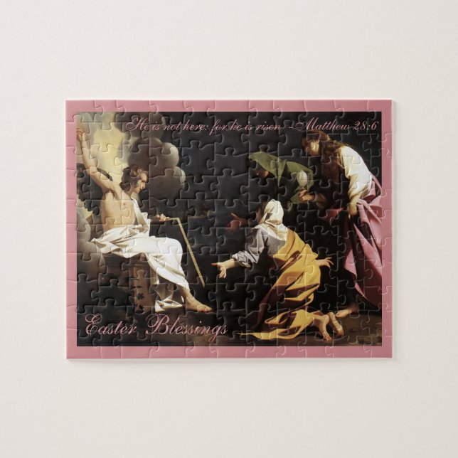 He is Risen Bible Verse Religious Christian Easter Jigsaw Puzzle (Horizontal)