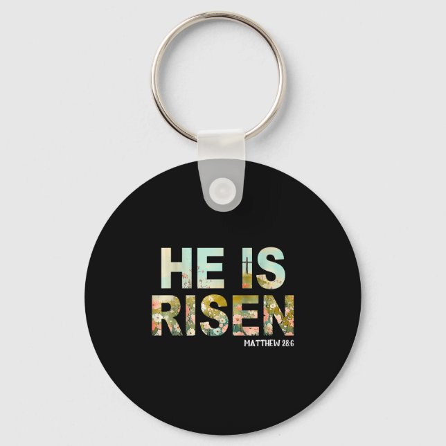He is risen boho easter christian jesus  key ring (Front)