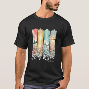 He Is Risen Brush Stroke Jesus Happy Christian Eas T-Shirt