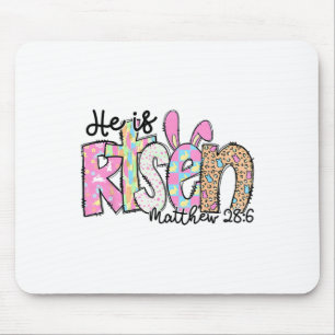 He Is Risen Bunny Christian Cross Happy Easter Day Mouse Mat
