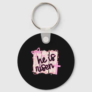 He Is Risen Bunny Eggs Happy Easter Jesus Christia Key Ring