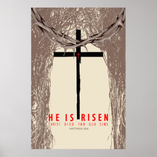 He Is Risen Christ Died For Our Sins Christian Poster