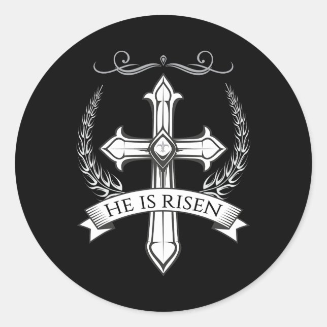 He Is Risen Christ Jesus Men Women Kids .  Classic Round Sticker (Front)