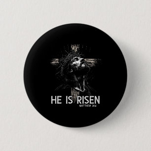 He Is Risen Christian Cross Jesus Bible Verse East 6 Cm Round Badge