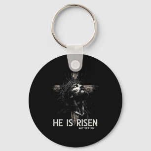 He Is Risen Christian Cross Jesus Bible Verse East Key Ring