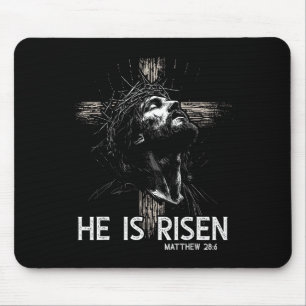 He Is Risen Christian Cross Jesus Bible Verse East Mouse Mat