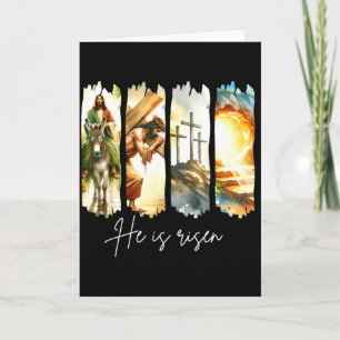 He Is Risen Christian Cross Jesus Bible Verse Happ Card