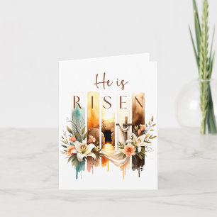 He Is Risen Christian Cross Jesus Bible Verse Happ Card