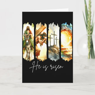 He Is Risen Christian Cross Jesus Bible Verse Happ Card