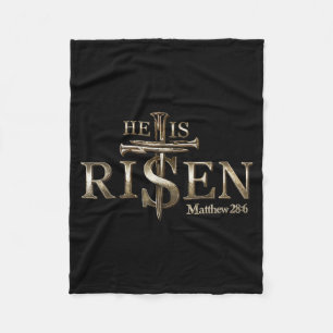 He Is Risen Christian Cross Jesus Bible Verse Happ Fleece Blanket