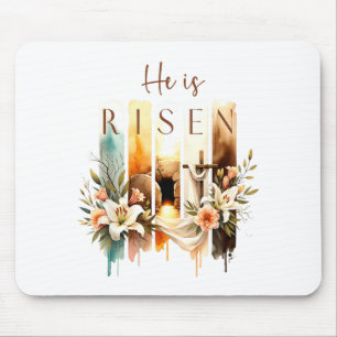He Is Risen Christian Cross Jesus Bible Verse Happ Mouse Mat