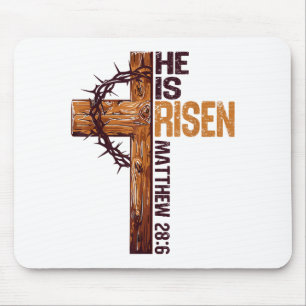 He Is Risen Christian Cross Jesus Bible Verse Happ Mouse Mat