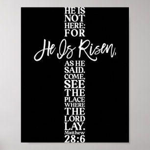 He Is Risen Christian Cross Jesus Bible Verse Happ Poster