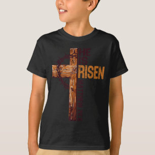 He Is Risen Christian Cross Jesus Bible Verse Happ T-Shirt