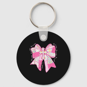 He Is Risen Christian Cross Jesus Coquette Bow Bun Key Ring