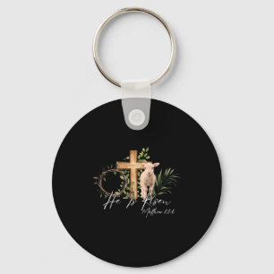 He Is Risen Christian Cross Jesus Sheep Bible Vers Key Ring