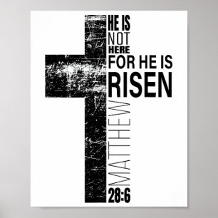 He Is Risen Christian Dad Easter Bible Verse Cross Poster