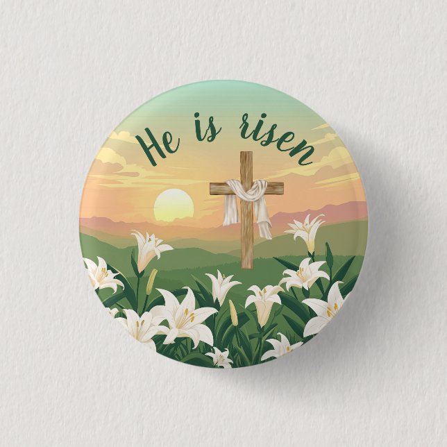 He is risen Christian Easter  3 Cm Round Badge (Front)