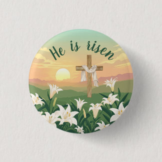 He is risen Christian Easter  3 Cm Round Badge