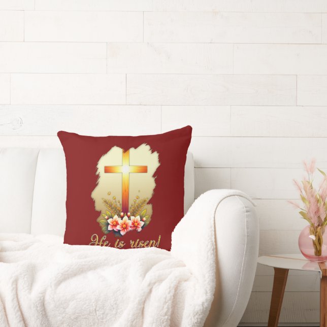 He Is Risen – Christian Easter Cross - almofada Cushion (Couch)