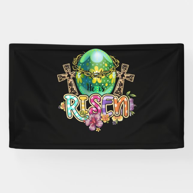 He is Risen Christian Easter Happy Eater Day Banner (Horizontal)