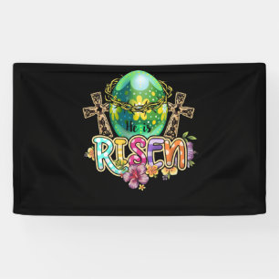 He is Risen Christian Easter Happy Eater Day Banner