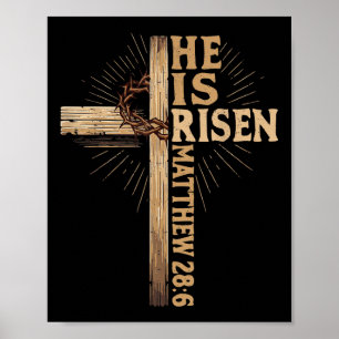 He Is Risen Christian Easter Jesus Religious Vinta Poster