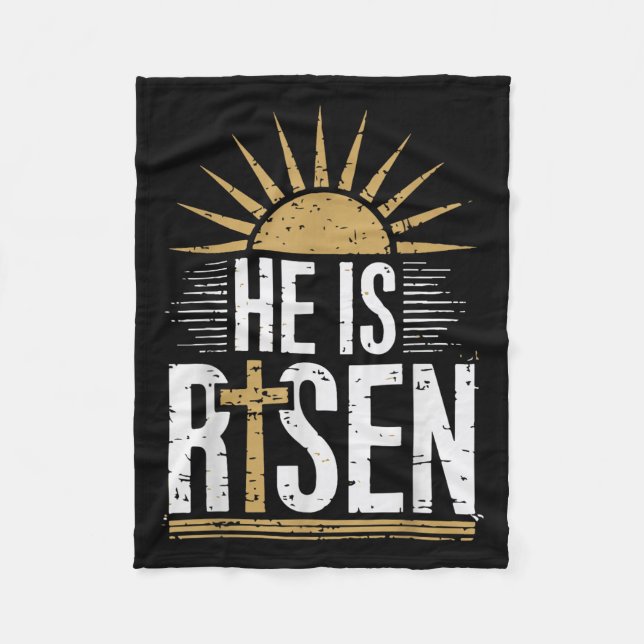 He Is Risen Christian Easter Men Women Toddler Boy Fleece Blanket (Front)