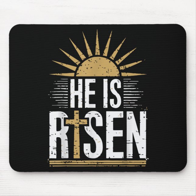 He Is Risen Christian Easter Men Women Toddler Boy Mouse Mat (Front)