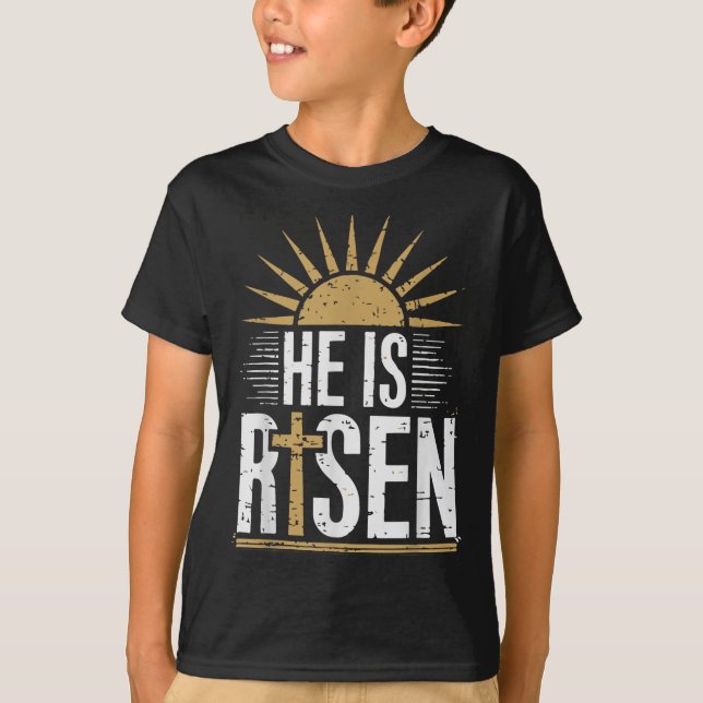 He Is Risen Christian Easter Men Women Toddler Boy T-Shirt (Front)