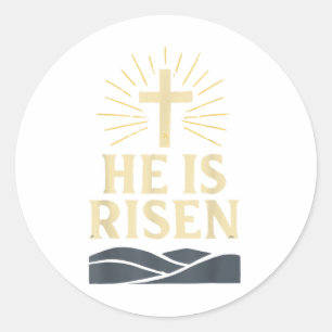 He Is Risen Christian Easter Men Youth Boy God Son Classic Round Sticker