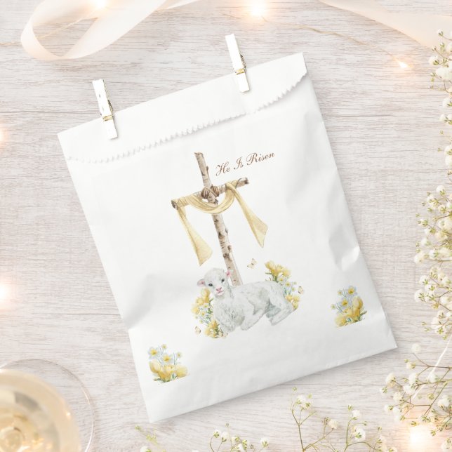 He Is Risen Christian Easter Personalised Favour Bags (Clipped)