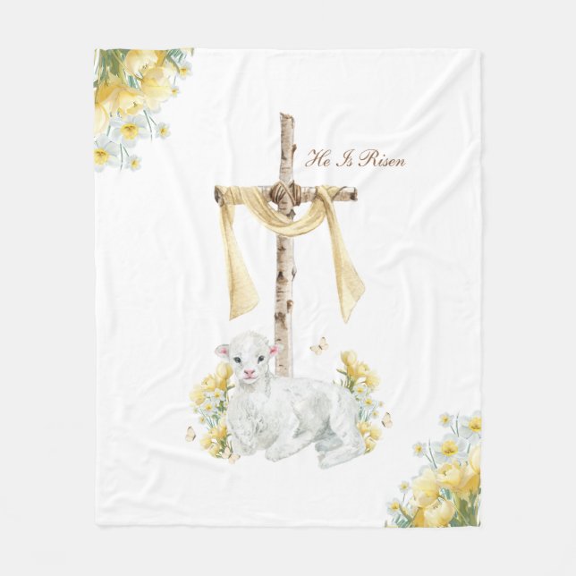 He Is Risen Christian Easter Personalised Fleece Blanket (Front)