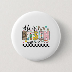 He Is Risen Christian Easter Rabbit Happy Easter W 6 Cm Round Badge