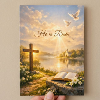 He Is Risen Christian Easter Resurrection Flat Holiday Card