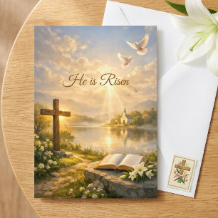 He Is Risen Christian Easter Resurrection Greeting Card