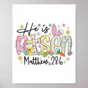 He Is Risen Christian Happy Easter Day Bible Famil Poster