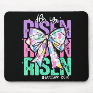 He Is Risen Christian Jesus Coquette Bow Bible Ver Mouse Mat