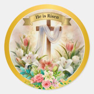 He is Risen Christian - Religious Easter Classic Round Sticker