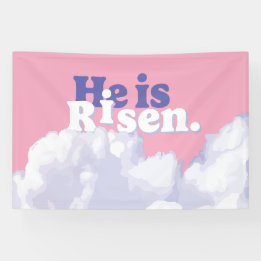 He is Risen Clouds Easter Banner