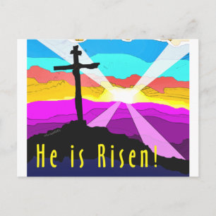 He is risen cross Christian Gift design Postcard