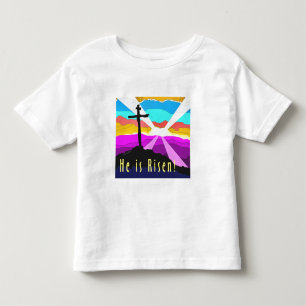 He is risen cross Christian Gift design Toddler T-Shirt