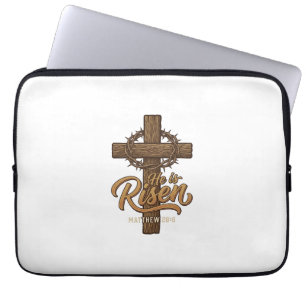 He Is Risen Cross Crown of Thorns Christian Shirt_ Laptop Sleeve