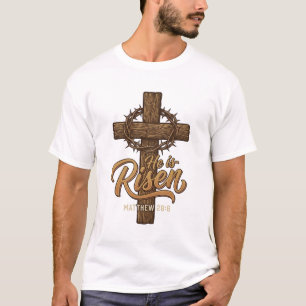 He Is Risen Cross Crown of Thorns Christian Shirt_ T-Shirt