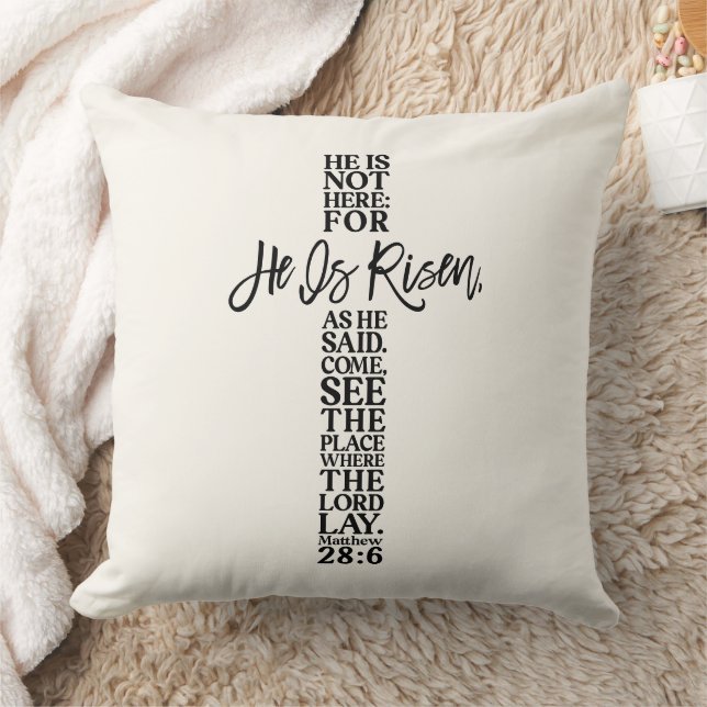 He Is Risen Cross Design Typography Cushion (Blanket)