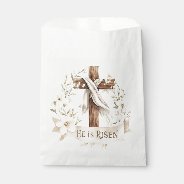 He is Risen Cross | Easter Favour Bags (Front)